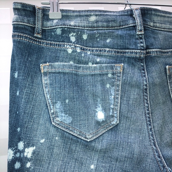 🎉3HP🎉 LANE BRYANT Low Rise Boyfriend Jeans Distressed Deconstructed Stretch 16 - Picture 13 of 16